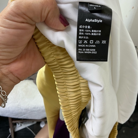 NEW AlphaStyle Yowl Yellow Colorblock Parachute Satin Jogger Pants Size L - Picture 15 of 17